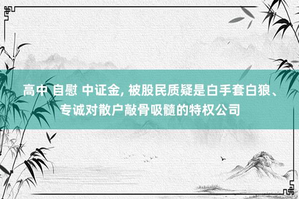高中 自慰 中证金， 被股民质疑是白手套白狼、专诚对散户敲骨吸髓的特权公司