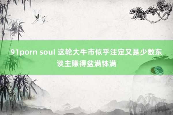 91porn soul 这轮大牛市似乎注定又是少数东谈主赚得盆满钵满