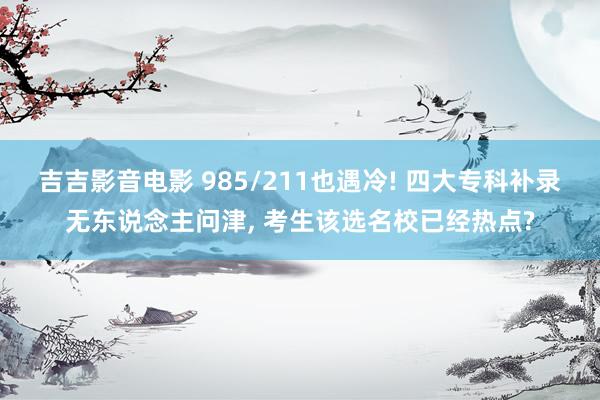 吉吉影音电影 985/211也遇冷! 四大专科补录无东说念主问津， 考生该选名校已经热点?